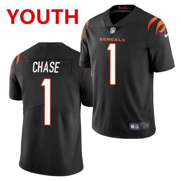 Youth Cincinnati Bengals #1 JaMarr Chase Limited Black Vapor Jersey->->Youth Jersey